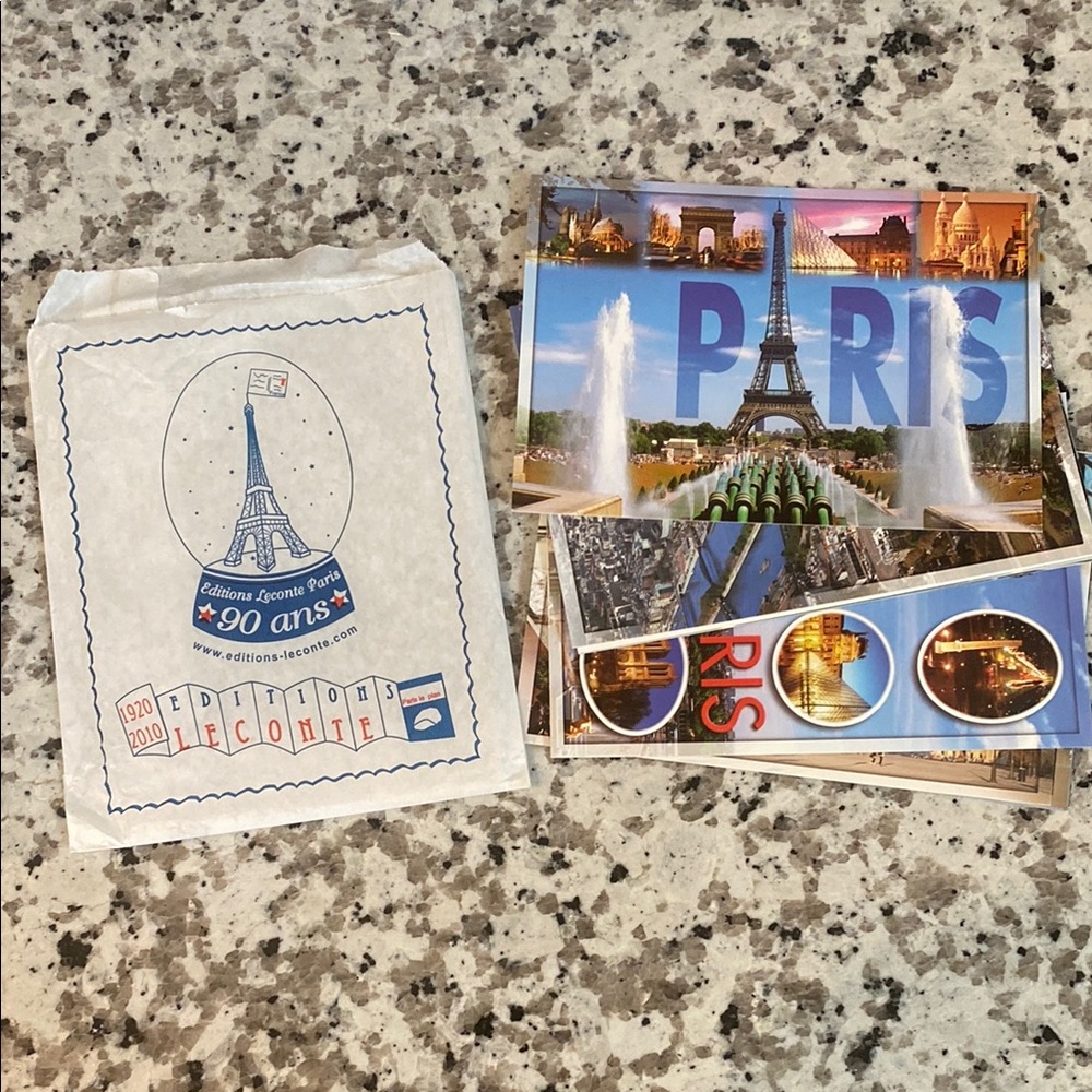 Vintage Paris Postcard Set with Eiffel Tower Design